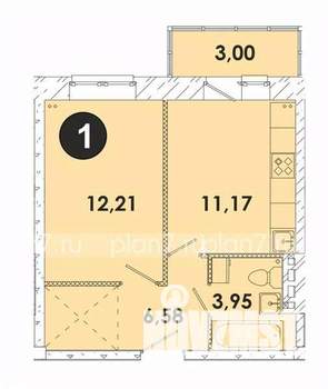 1-к квартира, строящийся дом, 37м2, 4/5 этаж