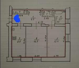 2-к квартира, вторичка, 49м2, 3/3 этаж