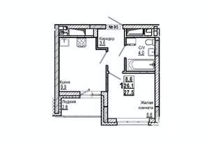 1-к квартира, вторичка, 28м2, 11/15 этаж