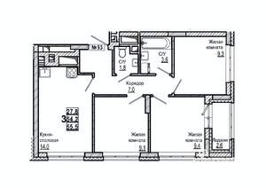 3-к квартира, вторичка, 56м2, 11/15 этаж