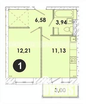 1-к квартира, строящийся дом, 37м2, 4/5 этаж