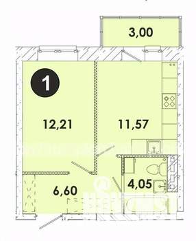1-к квартира, строящийся дом, 37м2, 4/5 этаж