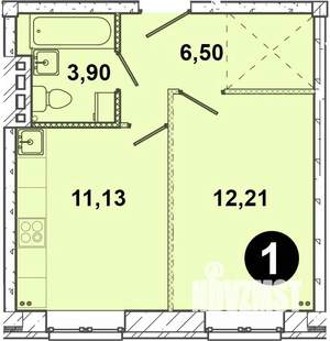 1-к квартира, строящийся дом, 34м2, 1/5 этаж