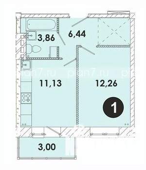 1-к квартира, строящийся дом, 38м2, 4/5 этаж