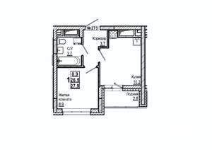 1-к квартира, строящийся дом, 28м2, 14/15 этаж