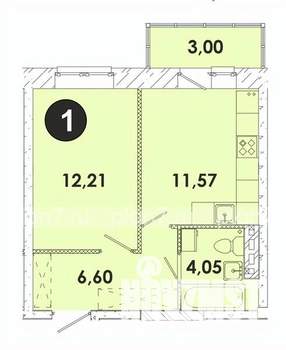 1-к квартира, строящийся дом, 37м2, 2/5 этаж