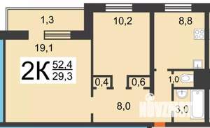 2-к квартира, вторичка, 52м2, 5/9 этаж
