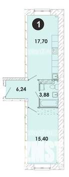 1-к квартира, вторичка, 43м2, 1/5 этаж