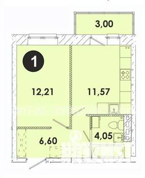 1-к квартира, строящийся дом, 37м2, 4/5 этаж