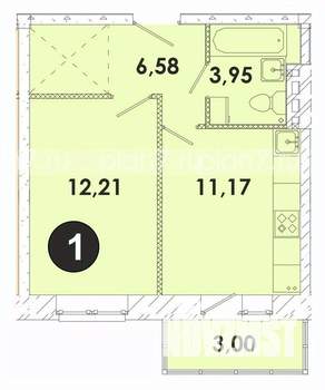 1-к квартира, строящийся дом, 37м2, 2/5 этаж
