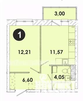 1-к квартира, строящийся дом, 37м2, 3/5 этаж