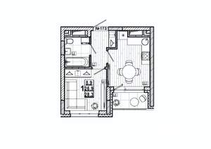 1-к квартира, вторичка, 28м2, 4/15 этаж