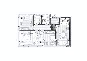 3-к квартира, вторичка, 57м2, 4/15 этаж
