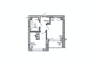 1-к квартира, вторичка, 30м2, 1/15 этаж