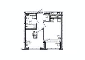 1-к квартира, вторичка, 29м2, 4/15 этаж