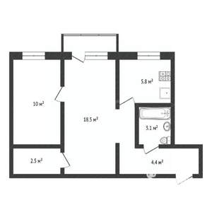 2-к квартира, вторичка, 45м2, 5/5 этаж