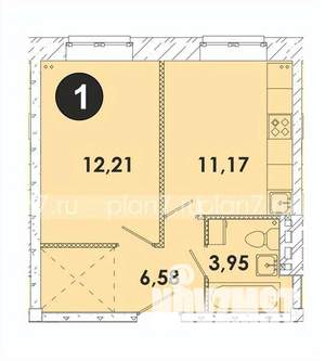 1-к квартира, строящийся дом, 34м2, 1/5 этаж