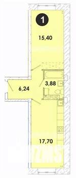 1-к квартира, вторичка, 43м2, 1/5 этаж