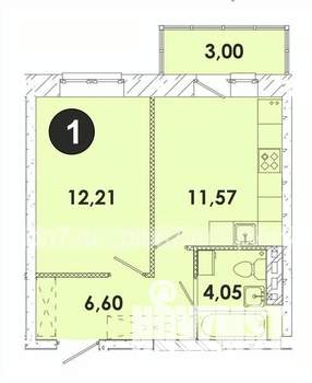 1-к квартира, строящийся дом, 37м2, 2/5 этаж