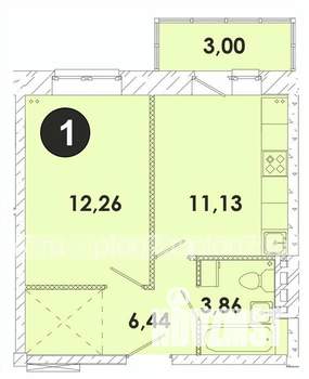 1-к квартира, строящийся дом, 37м2, 4/5 этаж