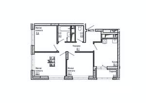 3-к квартира, вторичка, 56м2, 14/15 этаж