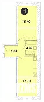 1-к квартира, строящийся дом, 43м2, 1/5 этаж