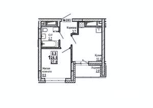 1-к квартира, вторичка, 28м2, 15/15 этаж
