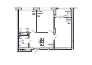 2-к квартира, строящийся дом, 55м2, 7/15 этаж