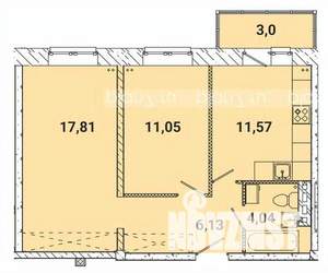 2-к квартира, строящийся дом, 53м2, 5/5 этаж