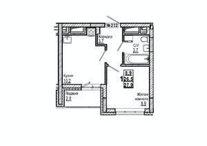 1-к квартира, вторичка, 28м2, 10/15 этаж