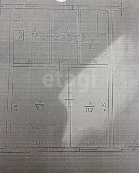 2-к квартира, вторичка, 47м2, 1/1 этаж