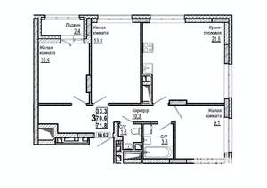 3-к квартира, вторичка, 72м2, 8/15 этаж