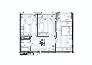 2-к квартира, вторичка, 55м2, 8/15 этаж
