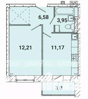 1-к квартира, строящийся дом, 35м2, 5/5 этаж