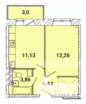 1-к квартира, строящийся дом, 37м2, 3/5 этаж