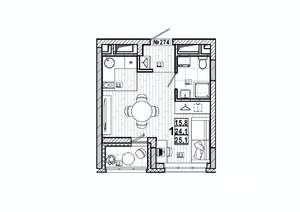 Студия квартира, вторичка, 25м2, 14/15 этаж