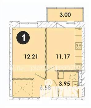 1-к квартира, строящийся дом, 37м2, 3/5 этаж
