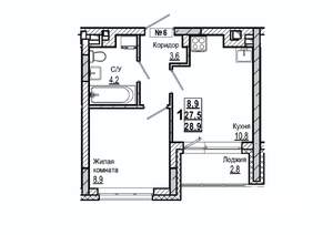 1-к квартира, вторичка, 29м2, 2/15 этаж