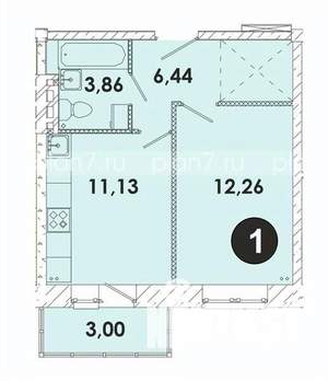 1-к квартира, строящийся дом, 37м2, 4/5 этаж