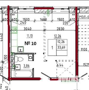 1-к квартира, вторичка, 35м2, 1/5 этаж