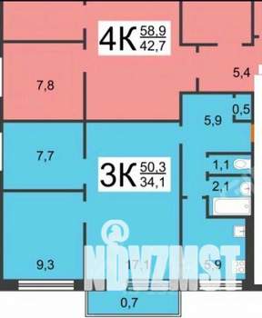 3-к квартира, вторичка, 50м2, 4/5 этаж