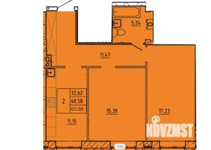 2-к квартира, сданный дом, 61м2, 1/5 этаж
