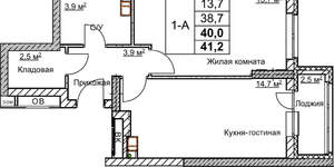 1-к квартира, вторичка, 40м2, 8/18 этаж