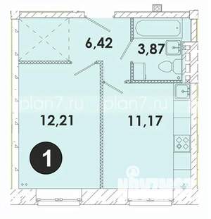 1-к квартира, строящийся дом, 34м2, 1/5 этаж