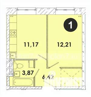 1-к квартира, строящийся дом, 34м2, 1/5 этаж