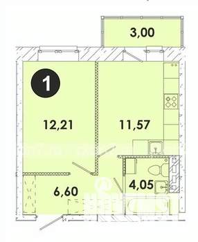 1-к квартира, строящийся дом, 37м2, 3/5 этаж