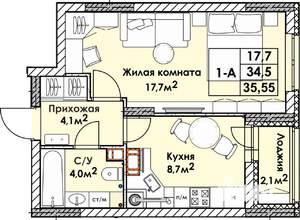 1-к квартира, вторичка, 36м2, 5/10 этаж