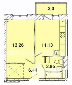 1-к квартира, строящийся дом, 37м2, 2/5 этаж