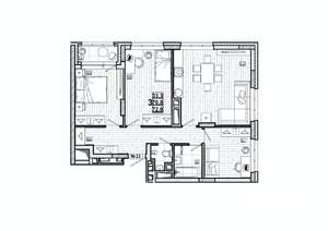 3-к квартира, вторичка, 72м2, 4/15 этаж