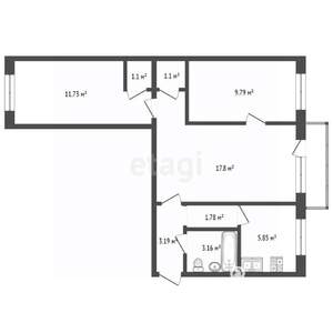 3-к квартира, вторичка, 55м2, 5/5 этаж